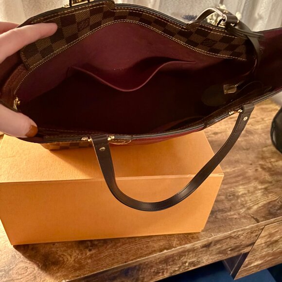 Louis Vuitton Jersey tote bag in Damier Ebene canvas with Bordeaux-colored - Picture 4 of 8